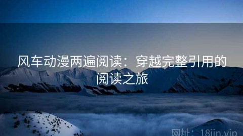 风车动漫两遍阅读：穿越完整引用的阅读之旅