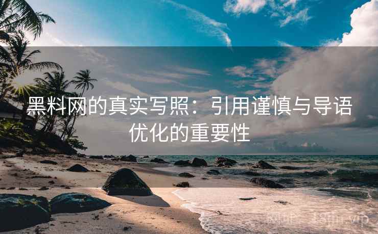 黑料网的真实写照：引用谨慎与导语优化的重要性