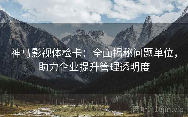 神马影视体检卡:全面揭秘问题单位,助力企业提升管理透明度 神马影视体检卡:全面揭秘问题单位,助力企业提升管理透明度